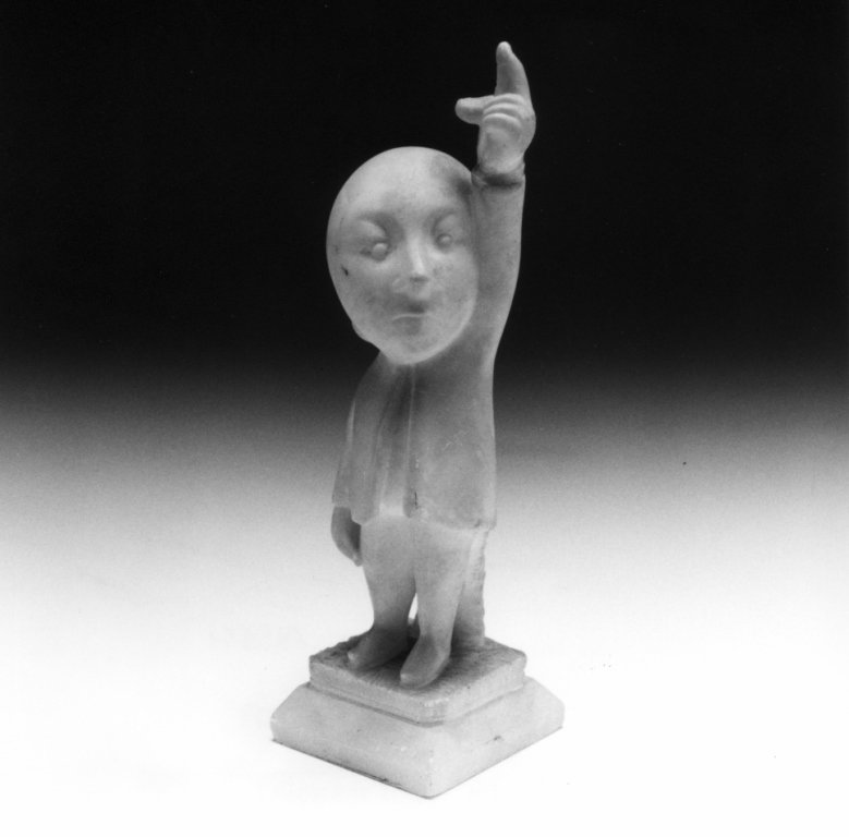 Figura d'uomo con braccio alzato (statuetta) - manifattura italiana (prima 